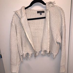 Blue Blush Cute Cropped Zip-Up